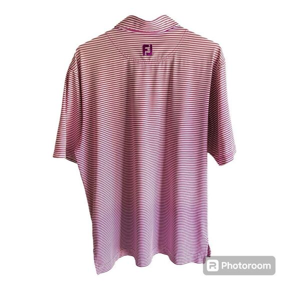 Men’s FootJoy Purple and White Striped Polo Medium - Picture 2 of 6